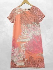 GUCCI Dress 38(S) Silk Scarf Print Short Sleeve Knee Length Salmon Pink Japan