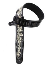 Walker Williams KH-02-BLK Onyx Black Hand Carved Leather Padded Guitar Strap...