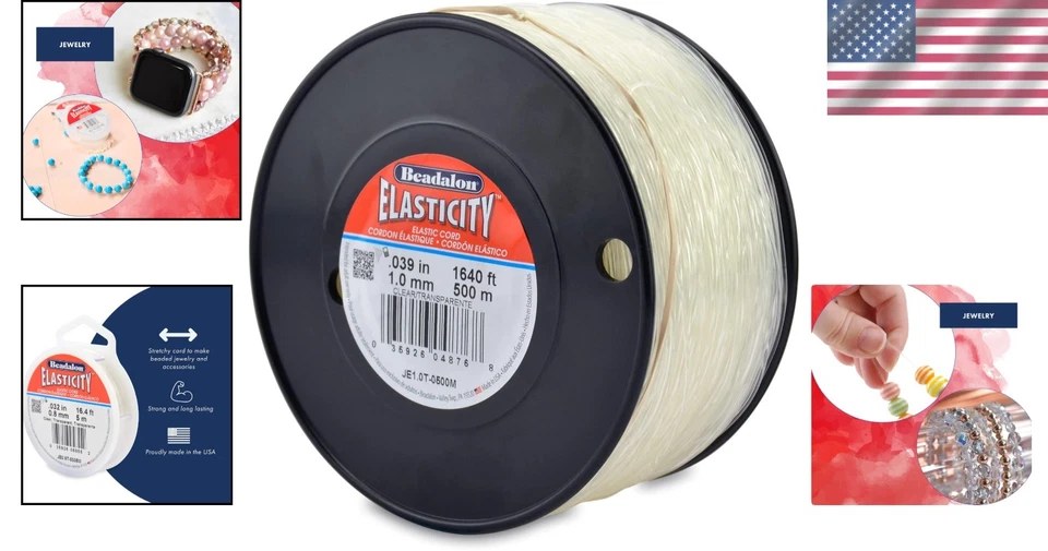 Cordón de elasticidad transparente de grado profesional, 500 m Foto 2 de 4