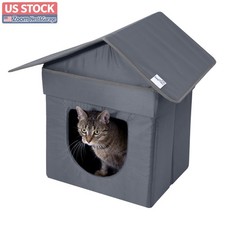 US Stock Kitty City Outdoor Cat House, Stackable, Water Resistant, Dual Doors