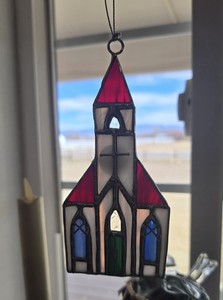 Church Stained Glass Hanging Window SunCatcher ~ Easter Gift