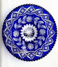 Vintage Schale Kobaltblau Kristall Überfangkristall Lausitzer Glaswerke - 26 cm