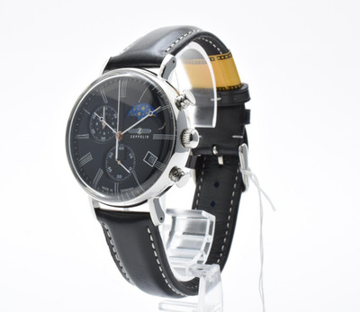 [Almost Unused] Zeppelin LZ120 Rome Qz Chrono Moonphase Black 7194-2 Men's Watch