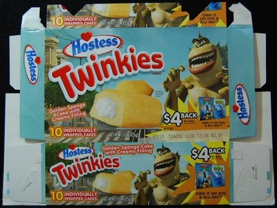 [ 2009 Hostess Twinkies Box - Monsters vs. Aliens Movie - TWINKIES Cakes ]