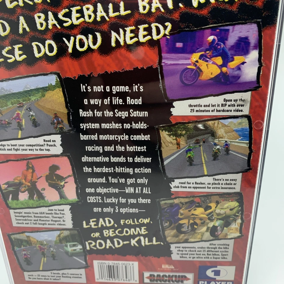 Road Rash (Sega Saturn, 1996) Complete w/ Long Box, Instruction Manual CIB HTF - Image 4 of 4