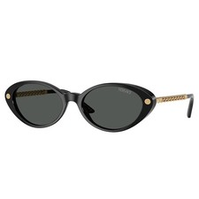 Versace VE 4469 GB1/87 Black Plastic  Metal Oval Sunglasses Grey Lens
