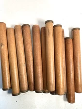 Spools Wood Primitive Textile quill Bobbins Lot of 12 Cylinder Shaped Factory