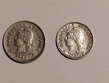 2 Vintage Argentina Coins Lot 1925 10 Centavos 1937 5 Centavos
