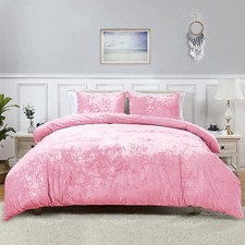 4 Pieces Luxury Crushed Velvet Duvet Cover Quilt Soft Cosy Bedding Set GIFT