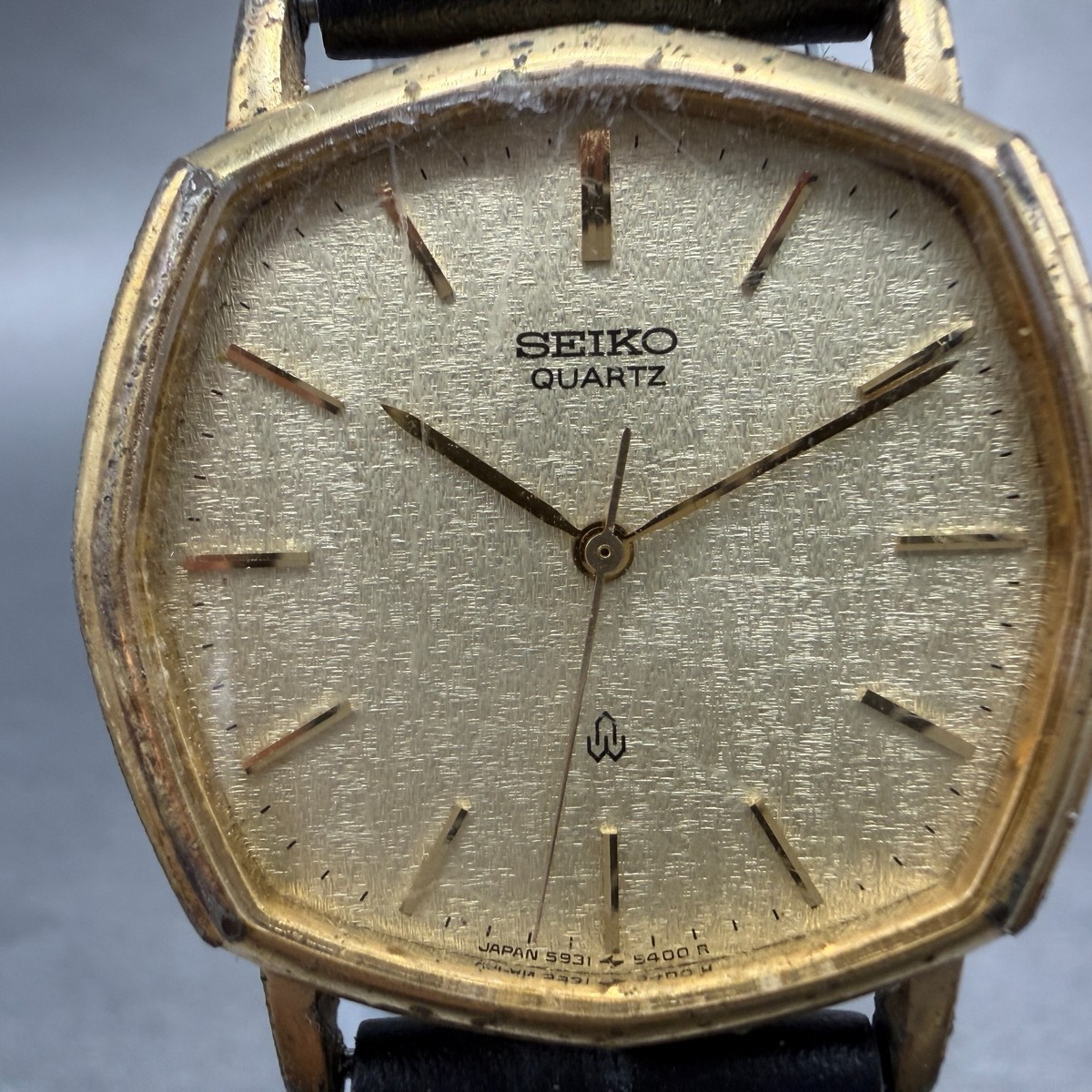 Seiko Watch Men 30mm Champagne Dial Gold Tone Octagon 5931-5350