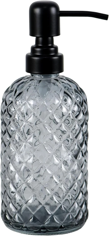 Dispensador de jabón de vidrio de 12 oz con bomba de acero inoxidable 304 negra a prueba de herrumbre, ref... Foto 2 de 4