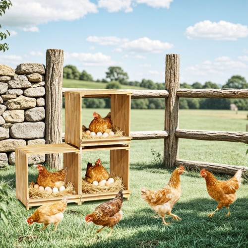 Holz Hühnernistkasten Haus Henne Hacke Legekästen Ente Geflügel Ei 3 Löcher - Bild 12 von 17