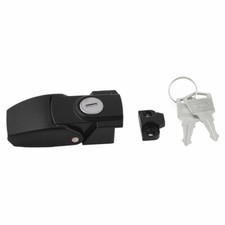 Black Metal Spring Load Hasp Latch Lock w 2 Keys for Cabinets