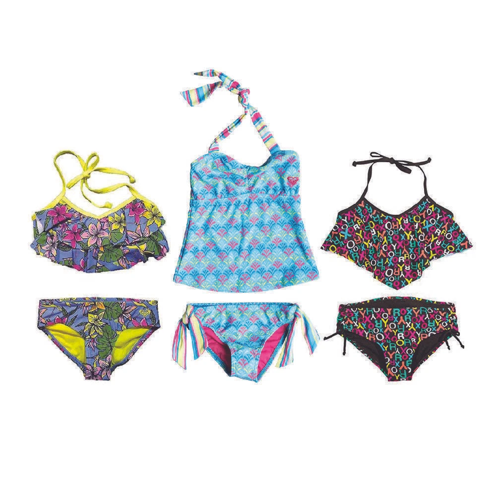 Roxy Girls ERLX203092 - Set Bikini Flutter Per Ragazze, Multicolore, Vita Media, Spalline Fisse