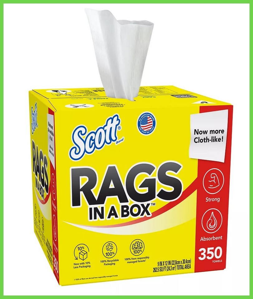 Shop Rag Bucket Scott Shop Rags In A Box 350 Sheets Strong and Durable - NEW FAST ...