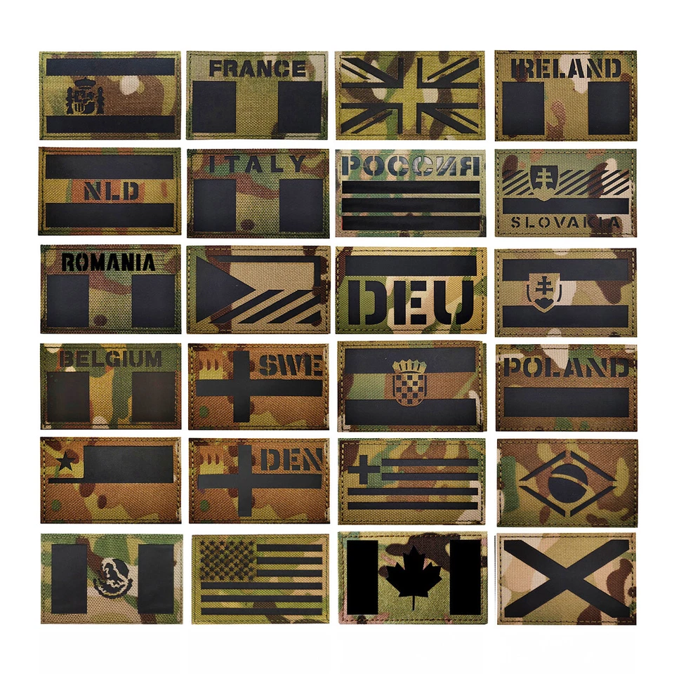 Reflective Tactical Camo National Flag Hook and Loop Patch Camouflage Emblem