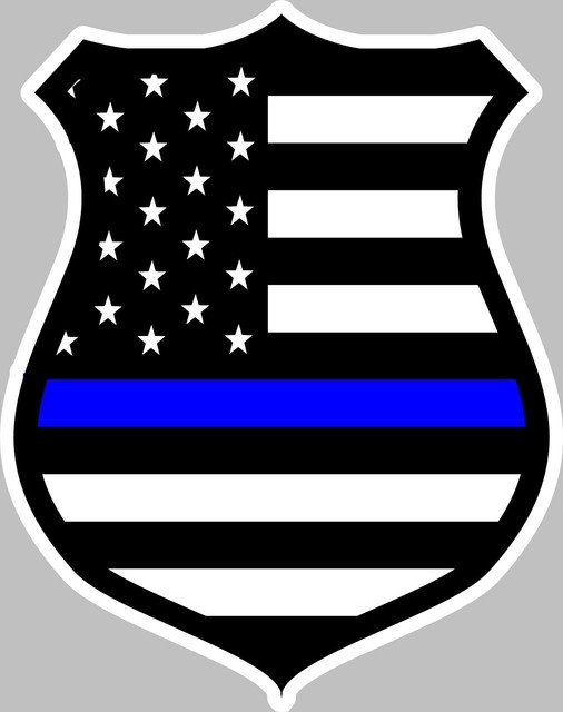 This Blue Line Police Badge Flag Decal Choose Size 3M LAMINATED BUY3