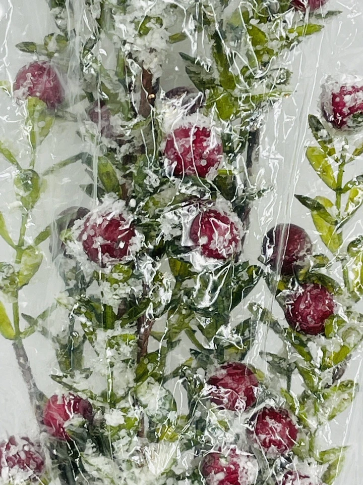 "Tallo de hoja de baya roja nevada brillante de 30"" de K&K Interiors (lote de 8) NUEVO🎄 Foto 4 de 4