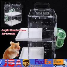 Deluxe 2-Levels Acrylic Hamster Palace Mouse Habitat Gerbil Home Cage Rat House