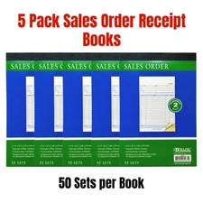 5PK Carbonless Sales Order Receipt Record Book 2 Part 50 Sets Duplicate Copy New