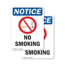  2 Pack No Smoking OSHA Notice Sign Decal Metal Plastic