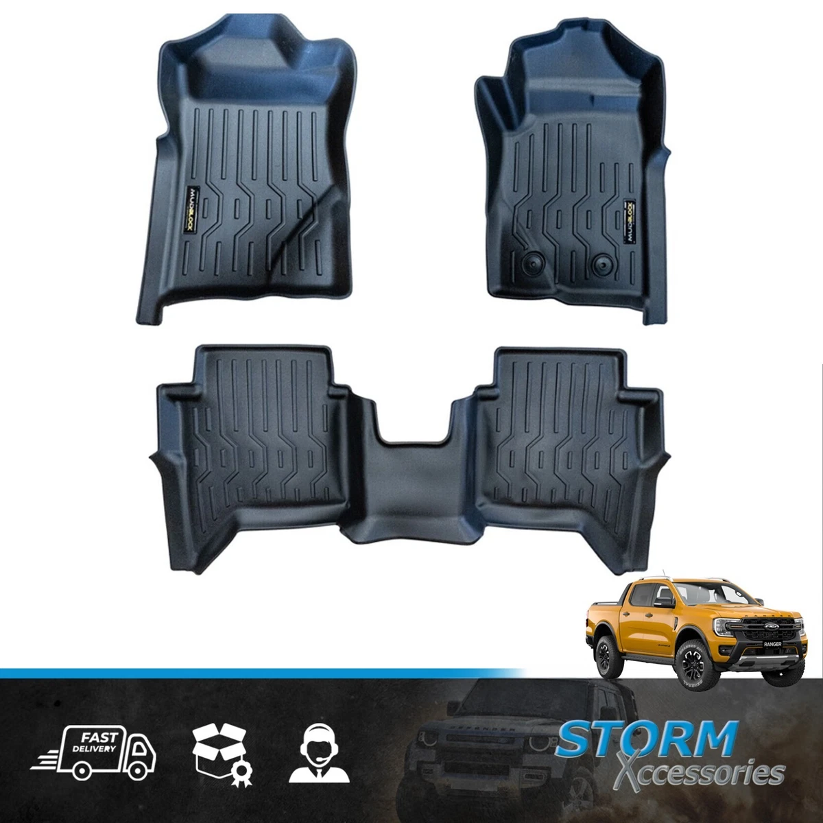 TAILORED FIT DEEP RUBBER MATS FOR FORD RANGER WILDTRAK 2023 ON