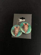Zad Kitten Pierced Earrings New With Tags