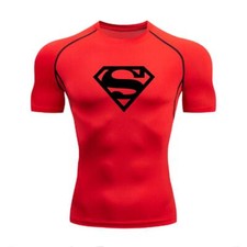 Superman T-shirts Superhero Gym Short Compression Sleeve Tee Tops