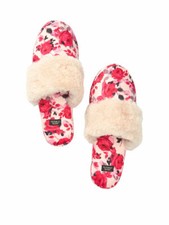 Victoria's Secret Champagne Rose Signature Satin Slippers Large 9-10