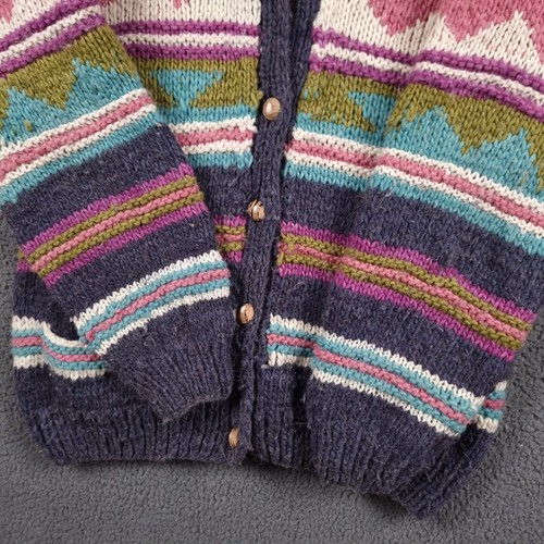 Vintage DEL MUNDO Cardigan Jumper Womens XL Oversized Ecuador Nepal Wool Chunky - Picture 3 of 15