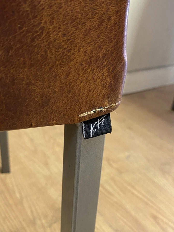 VINTAGE BROWN LEATHER AND STEEL TEXAS DINING CHAIR BY KARL FRIEDRICH FÖRSTER - Image 3 of 4