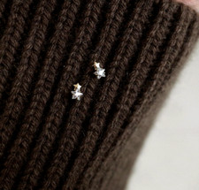 Tiny Gold Double Star Cubic Zirconia Stud Earrings