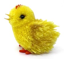 Steiff Woolen Chick Chicken 1970s ID Button Wool Pom Poms 8cm 3in Vintage