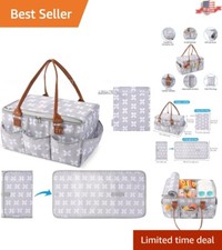 Extra-Large Diaper Caddy with Zip-Top Cover - Convenient Changing Mat