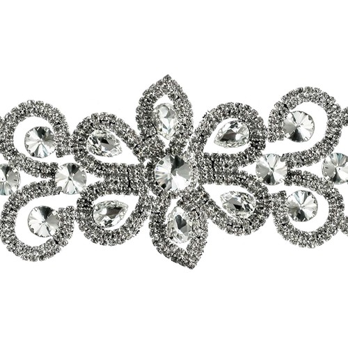 Rhinestone Diamante Motif Sew On Applique For Wedding Bridal Prom Gown & Dresses - Picture 35 of 102