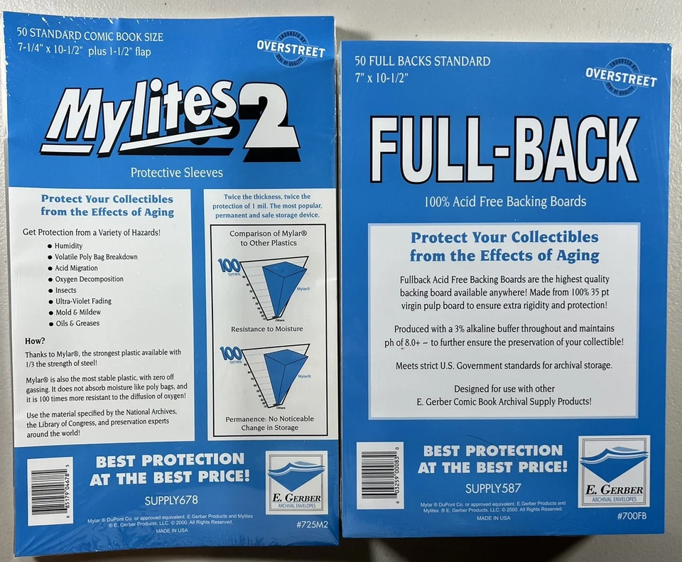 E. GERBER PRODUCTS E. Gerber Mylites2 & Full-Back Standard (50pcs) Set 725M2/700FB 35pt White/White