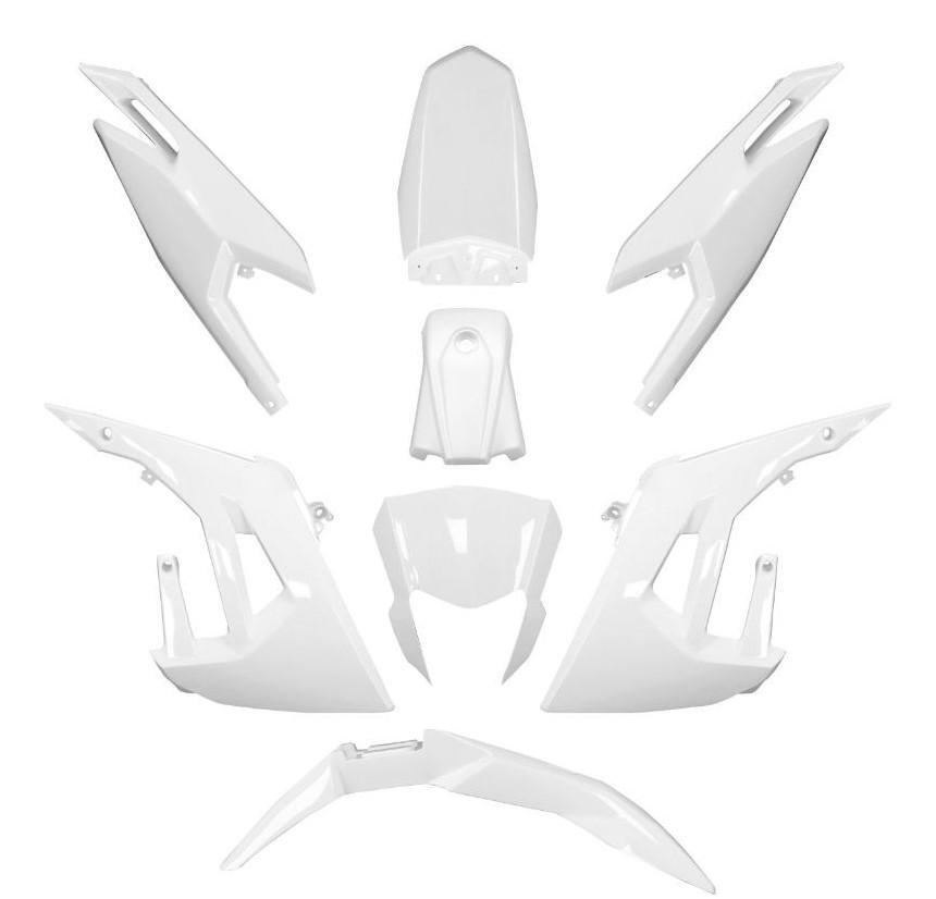 Kit carrosserie blanc brillant haut de gamme pour carénage Derbi Senda et Gilera SMT 2018+