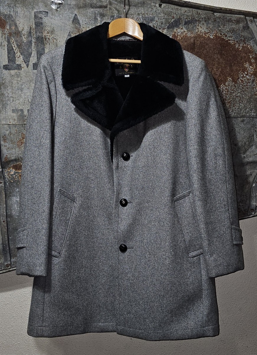 Casualcraft of New York Overcoat Size 42R Men's Wool Fur Vintage