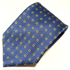 Brooks Brothers Tie Blue Stain Resistant Foulard Geometric Squares Classic Sharp
