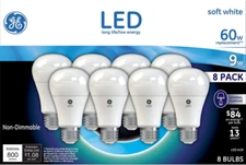 GE 60W Led Bulb Replacement Soft White Light Bulbs 800 Lumens Table Lamp 8 Pack