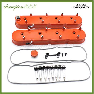 2PCS 241-164 Aluminum Orange Tall LS Valve Covers For Chevy LS1 LS2 LS3 LS6 LSX