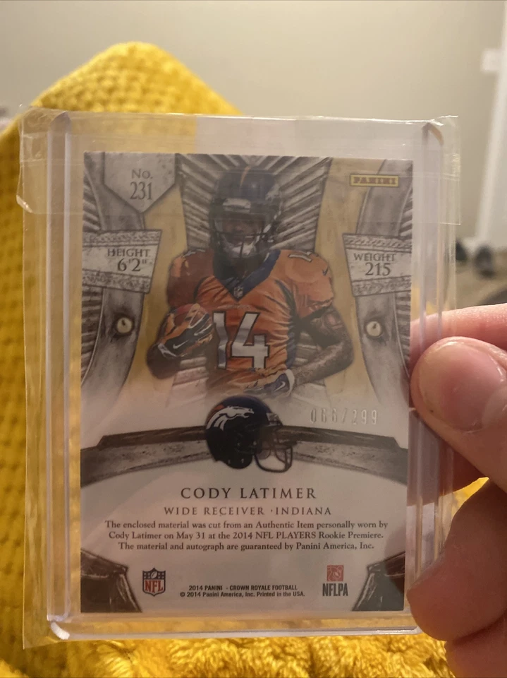 2X Cody Latimer Rookie Patch Auto /299 RPA Silhouette 2014 Panini Crown Royale - Image 2 of 4