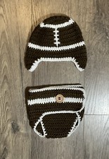 So Dorable Newborn Infant Hat Diaper Cover Football Crochet Brown 0-6 Months