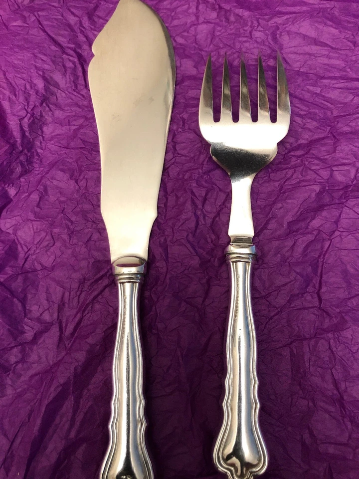 Sterling Silver .925 Serving Knife And Fork Good Vintage condition Wt. 188 grams - Изображение 3 из 4