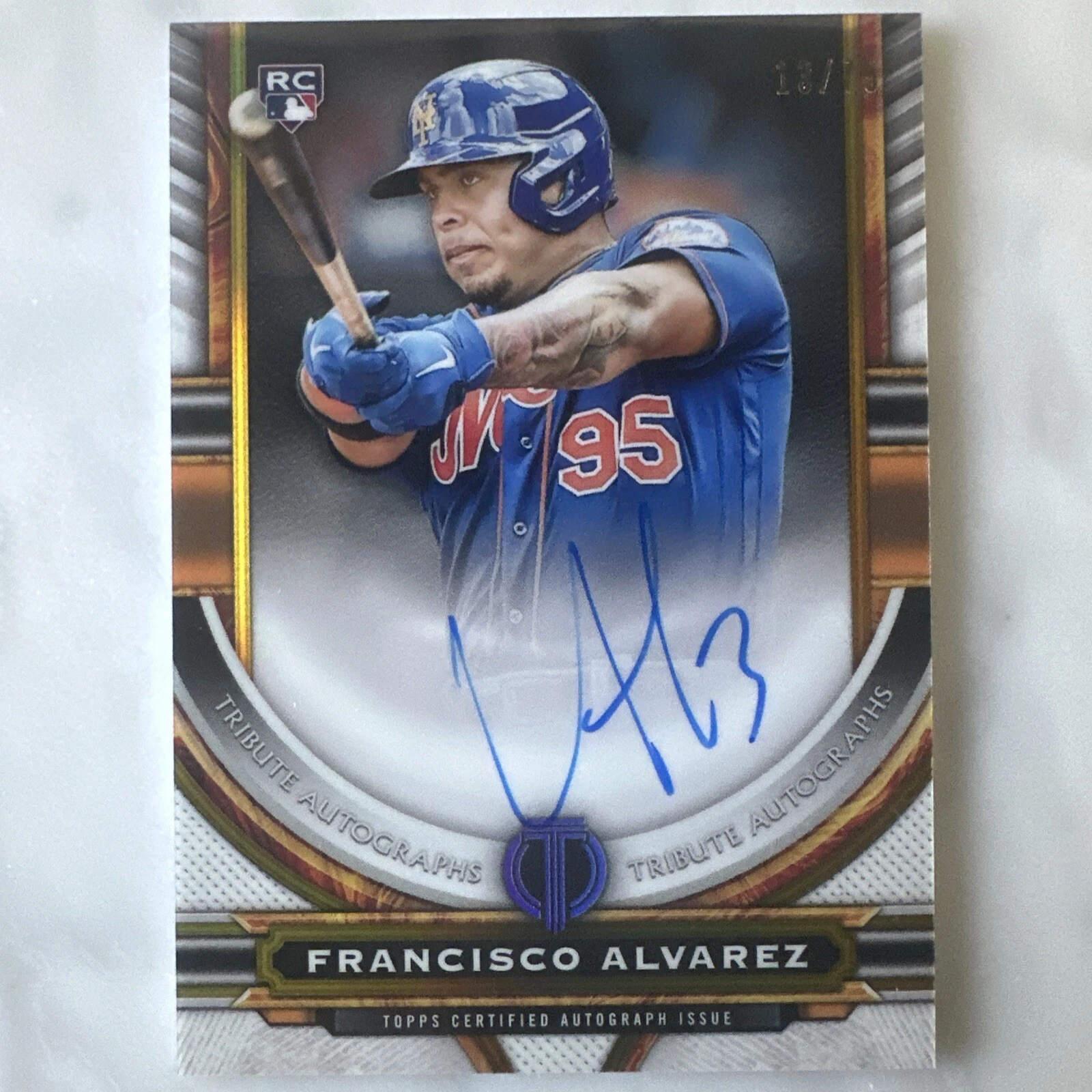 2023 Topps Tribute Francisco Alvarez Gold Autograph Rookie Auto RC #13/75 Mets
