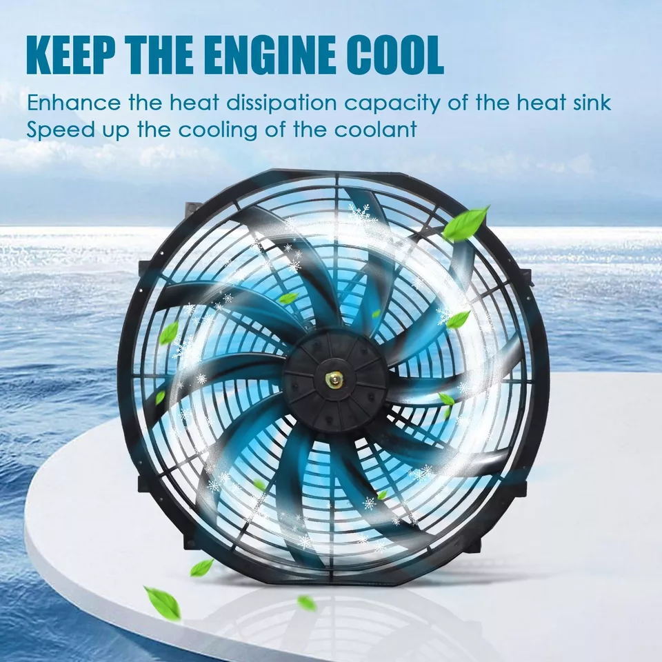16Inch Electric Radiator Cooling Fan Thermostat Kit 3500 CFM Reversible ...