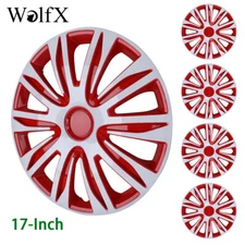 17-Inch Wheel Covers White & Red Lacquer Snap On Hub Caps for Truck SUV R17 Tire