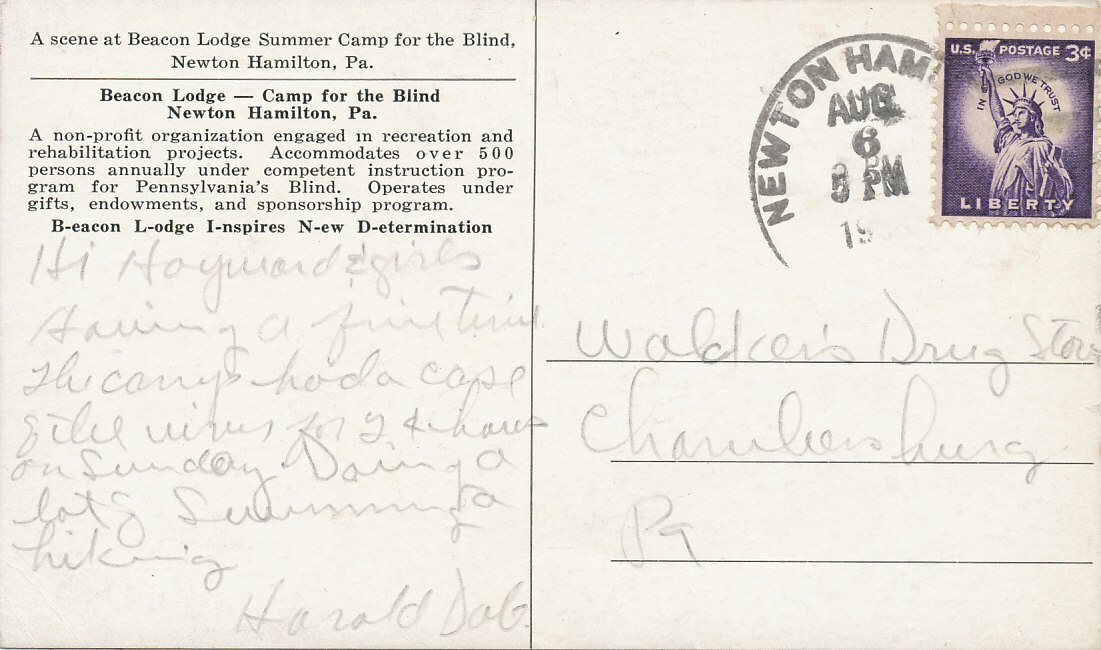 Newton Hamilton PA * Beacon Lodge Summer Camp for Blind 1940 Fireplace