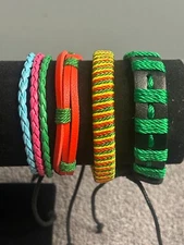 Bracelets Boho Handmade Lot of 4 Soft,Colorful,adjustable size  Free Shipping B7
