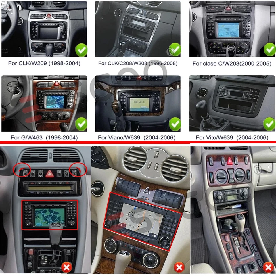 2+32G Carplay Android 15 Autoradio Für Mercedes Benz C-Klasse W203 W209 W208 GPS - Bild 2 von 4